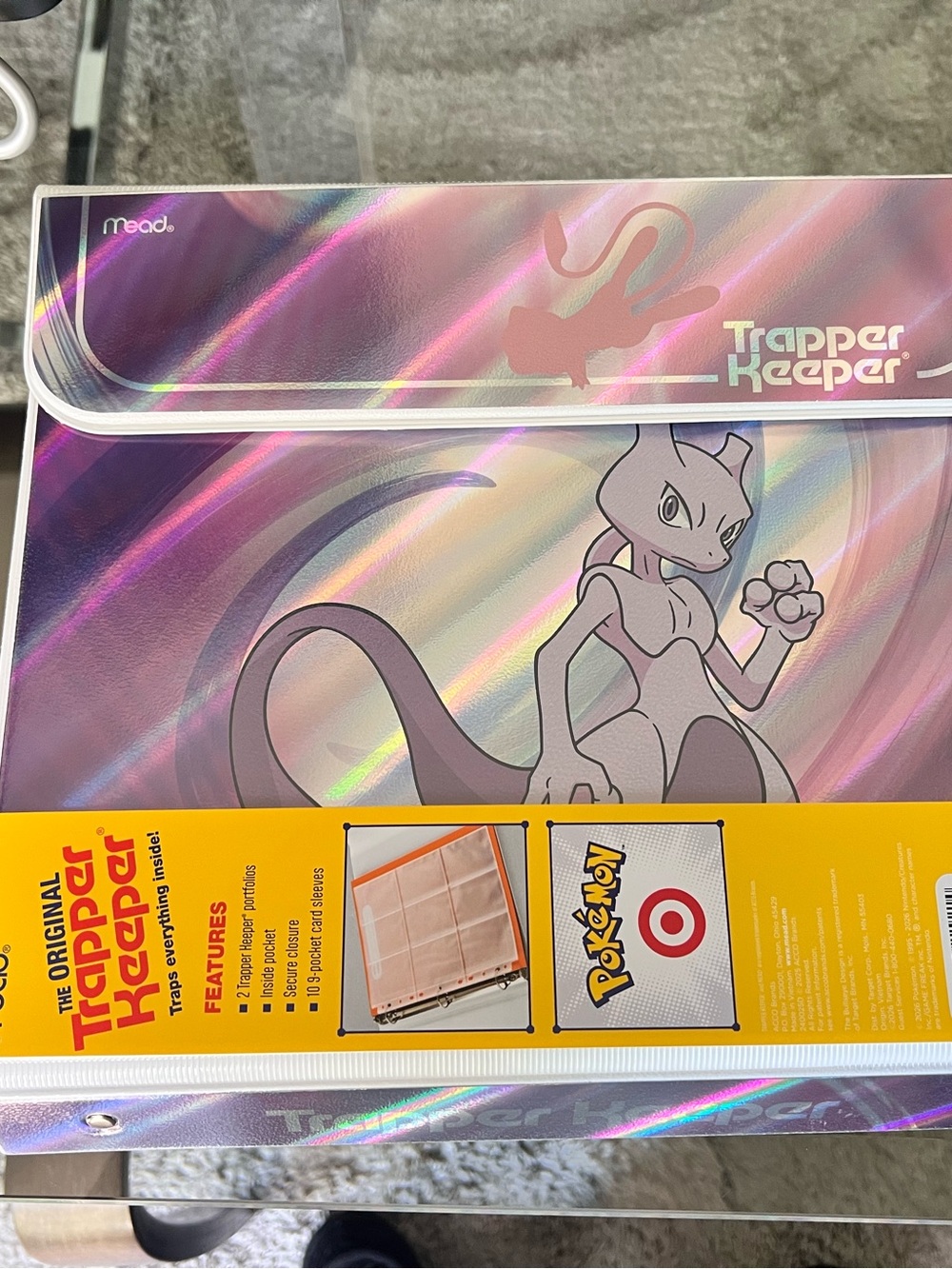 Pokemon Trapper Keeper Purple Holographic Mewtwo Ring Binder